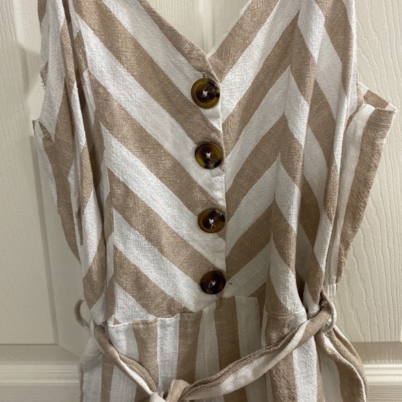 Kensie Jeans Striped Cotton Jumpsuit / Romper Women’s Size Medium - Picture 2 of 5